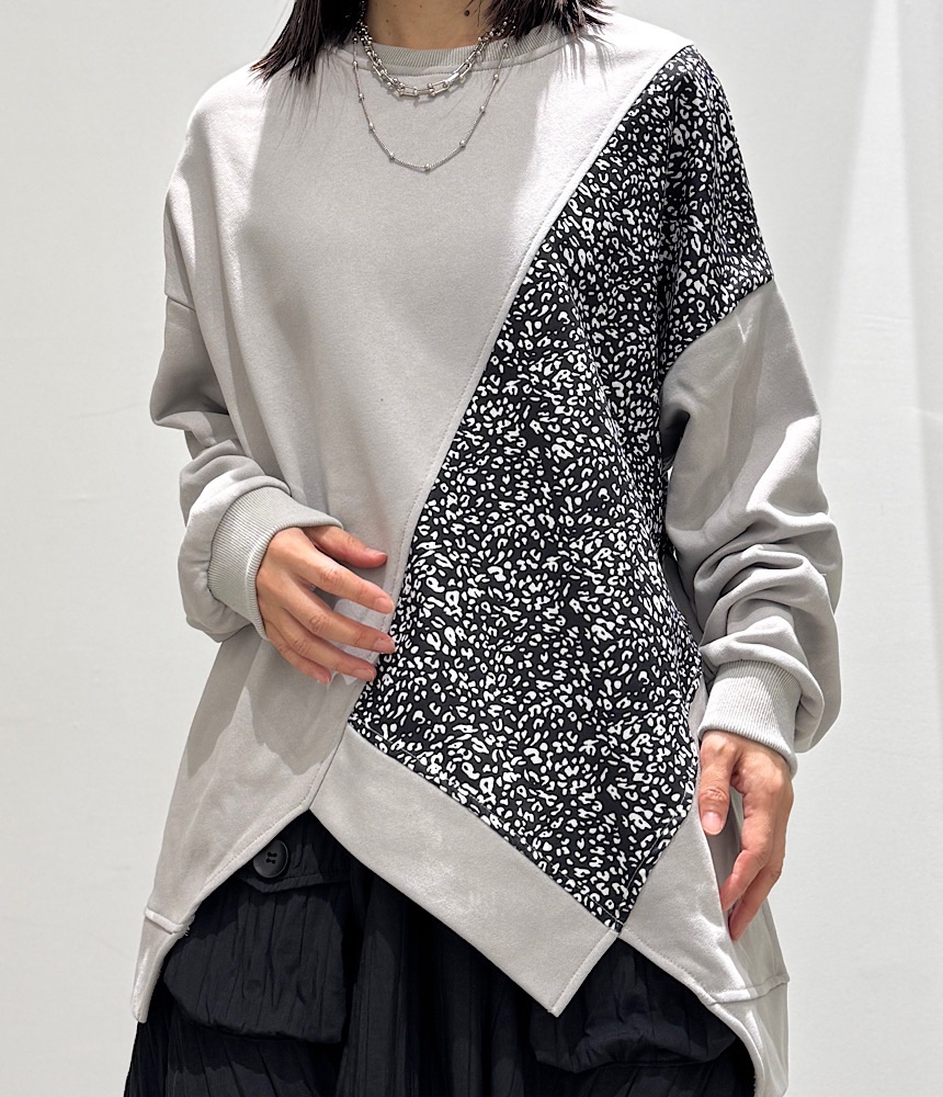 アシメプリント切替カットソー