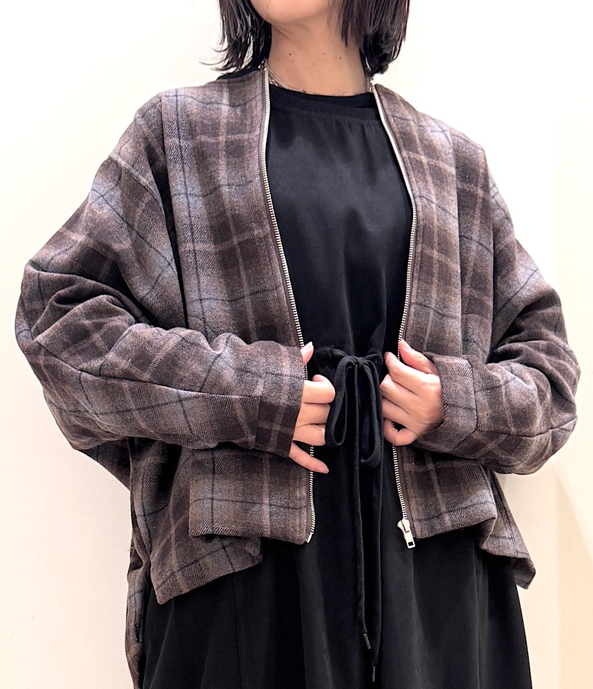 チェック柄ドルマンジャケット