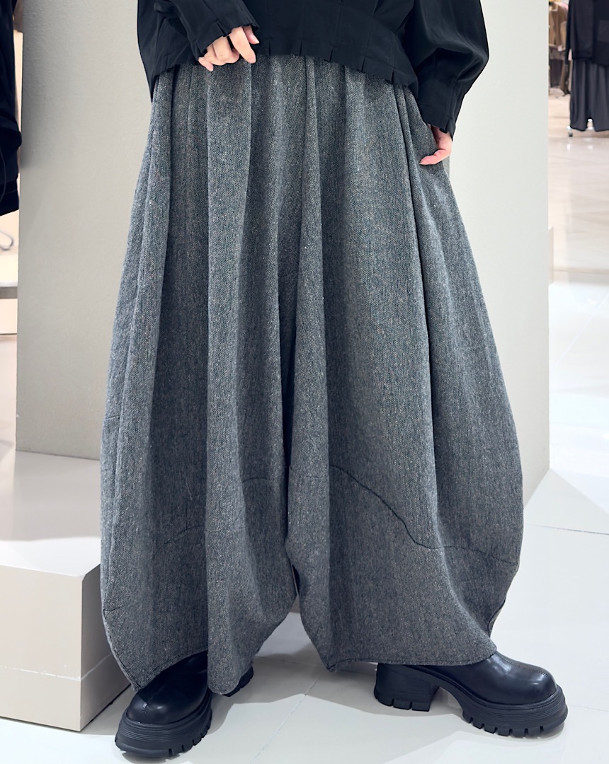 ツイードコクーンワイドパンツ