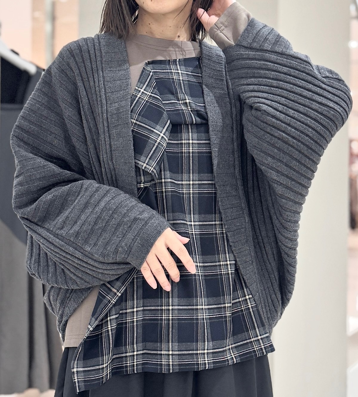 太リブボレロ風カーディガン