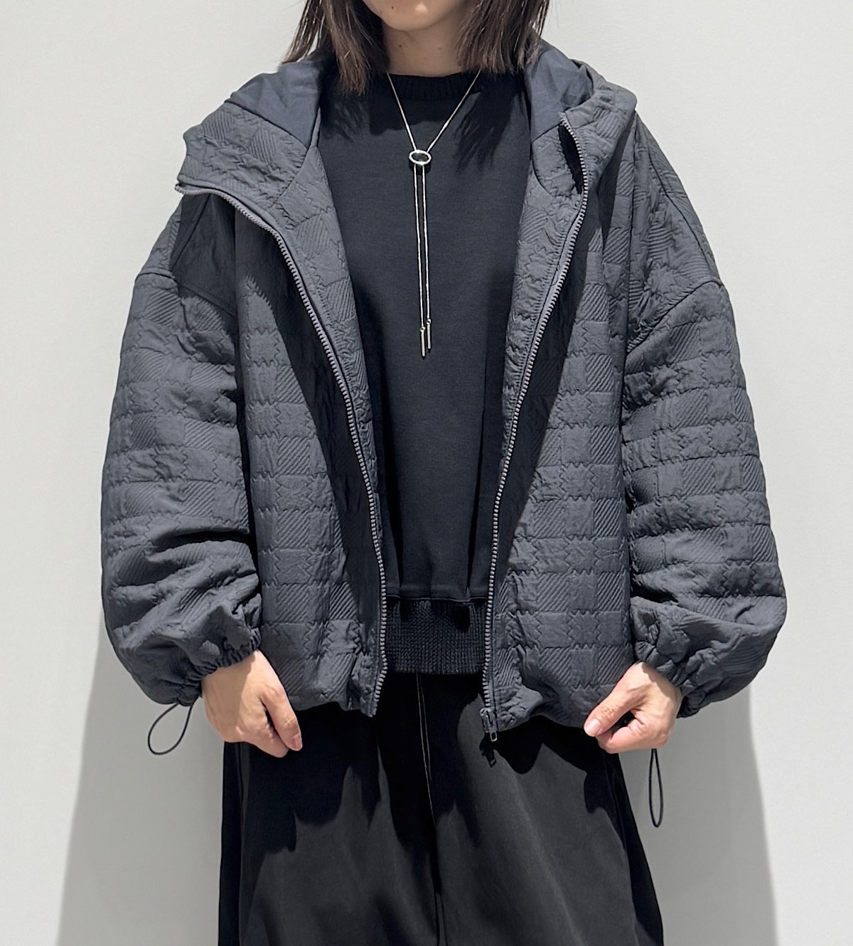 フード付きキルティングジャケット