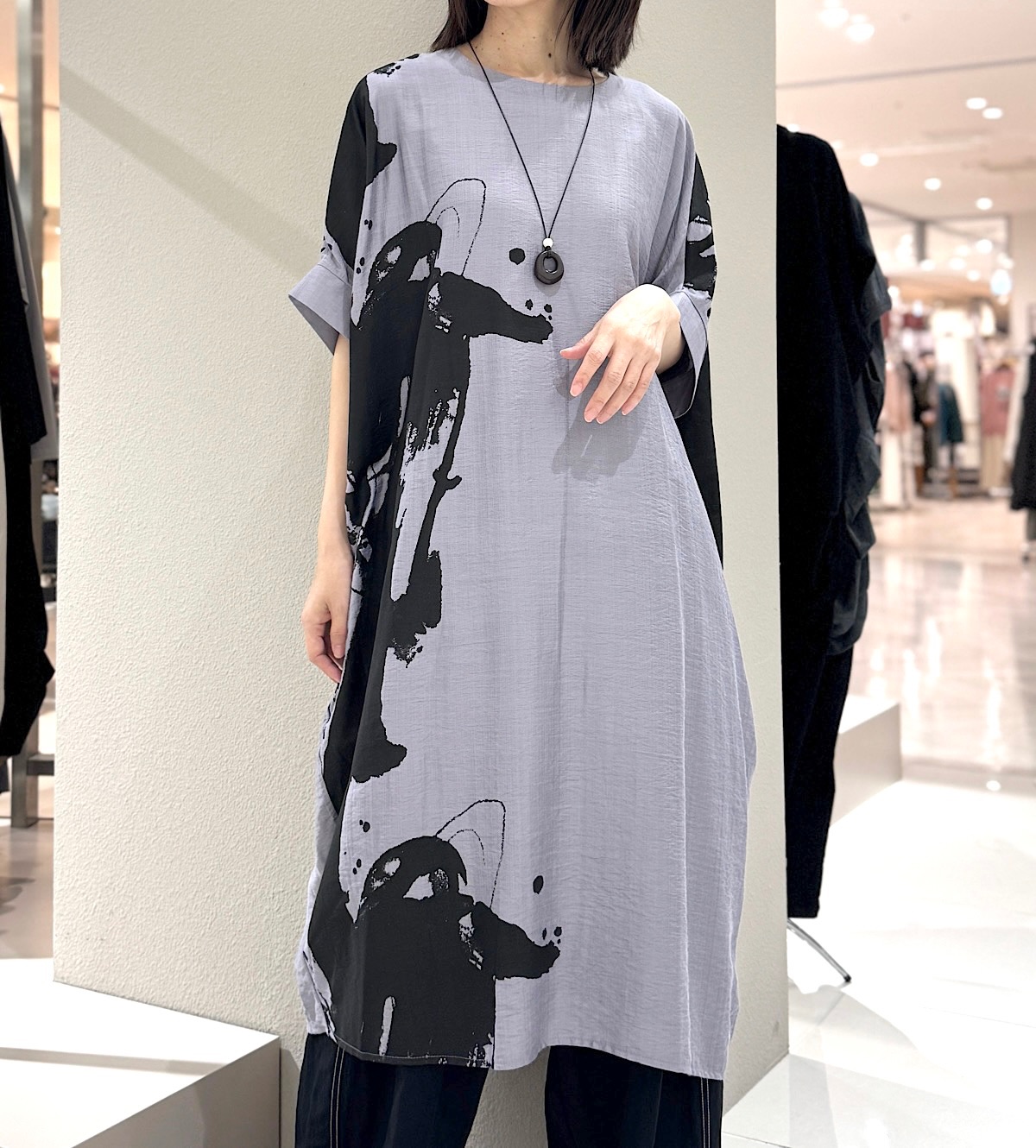 半袖プリントワンピース