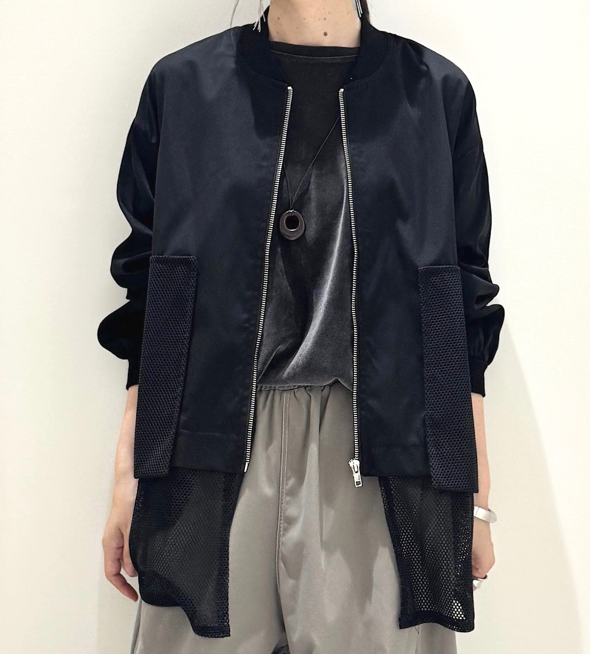 裾メッシュドッキングジャケット