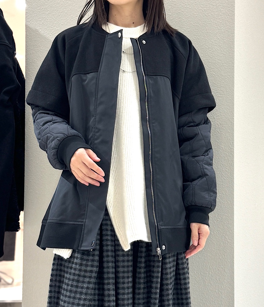 袖キルティング切替ジャケット