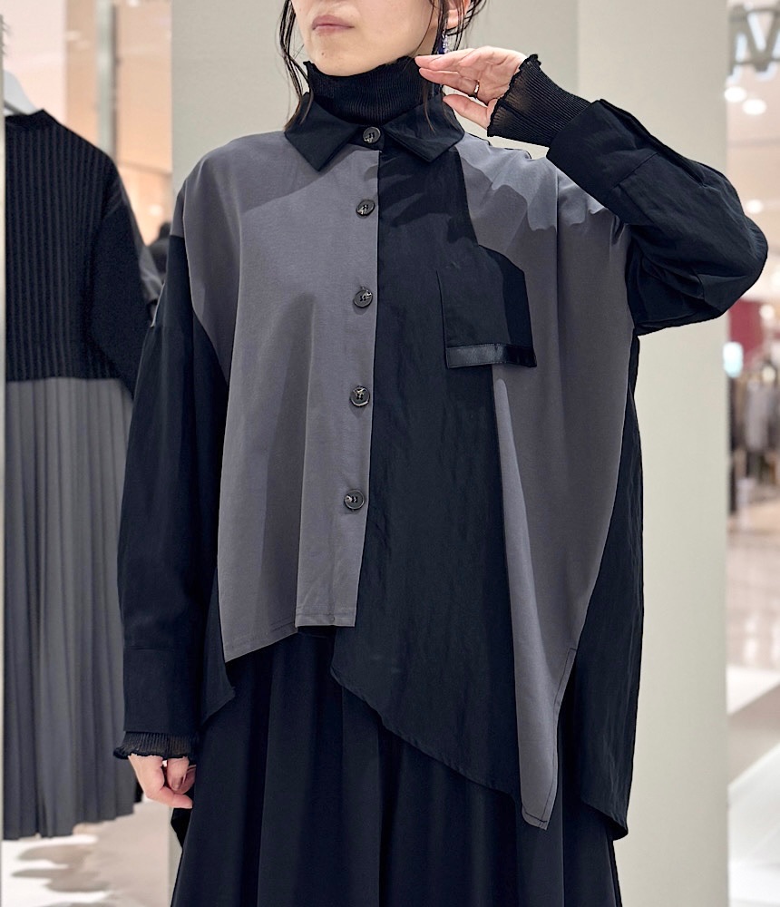 バイカラー変形シャツ