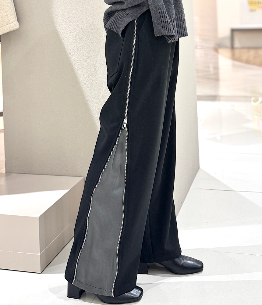 サイドジップストレートパンツ