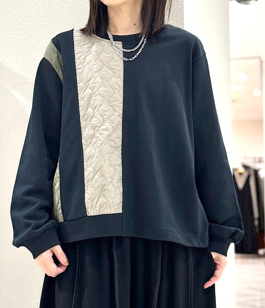 パッチワーク切替カットソー