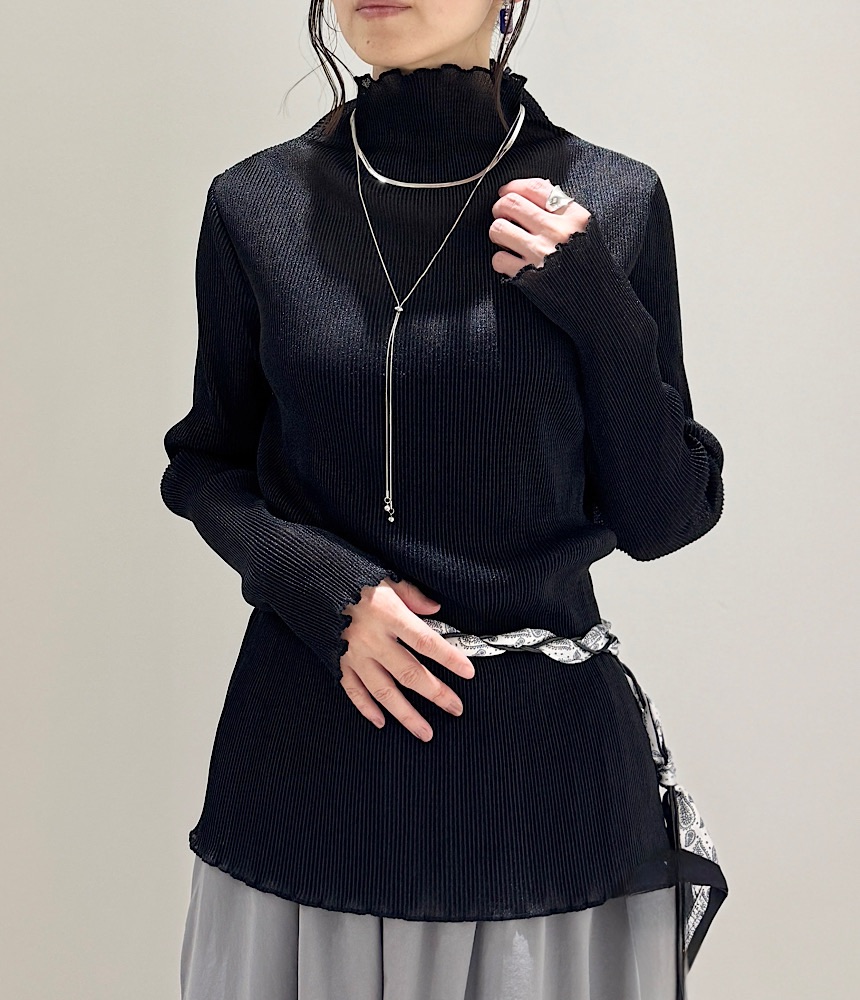 シアー素材ボトルネックインナー