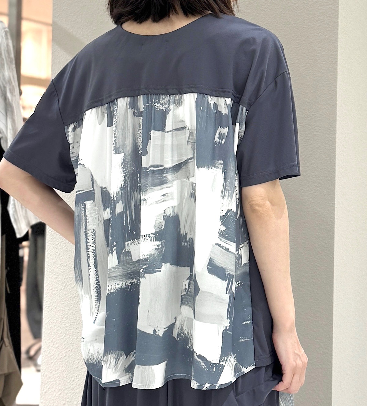 プリント無地ドッキングカットソー